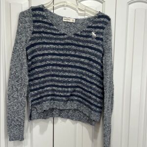 Abercrombie Kids Striped Gray and Blue Sweater- Size XL